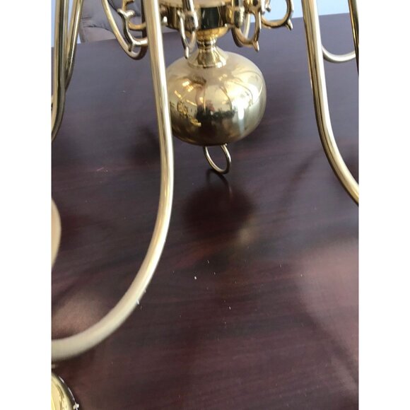 Vintage 1998 Chandelier Solid Brass Gold Ceiling Light Fixture 8 Lights - Picture 5 of 10